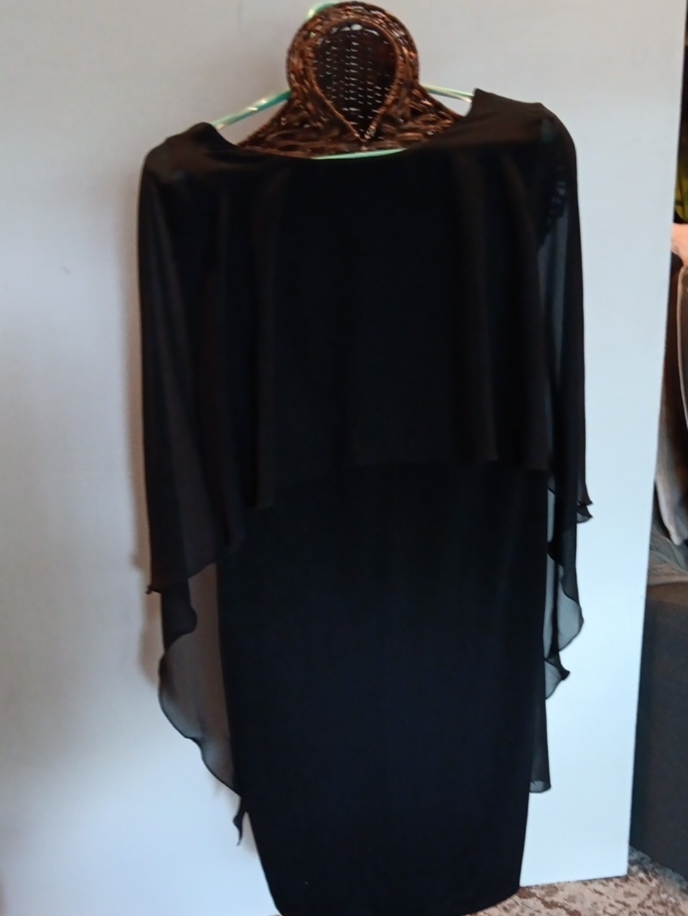 Vintage Glamour & Co. Black Chiffon Cape Dress